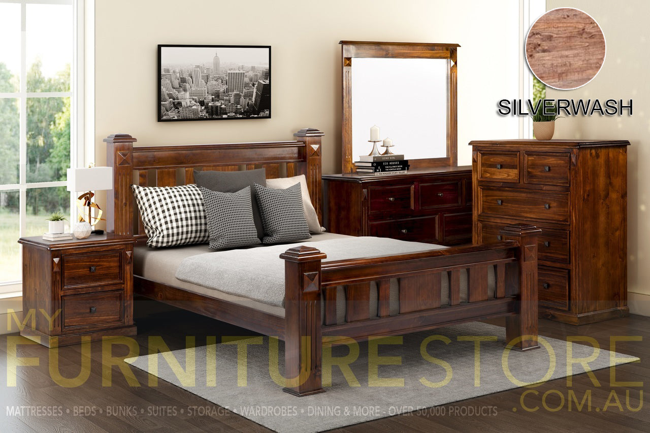 LEGIONS QUEEN 6 PIECE (THE LOT) BEDROOM SUITE - BALTIC OR WALNUT (PICTURED)