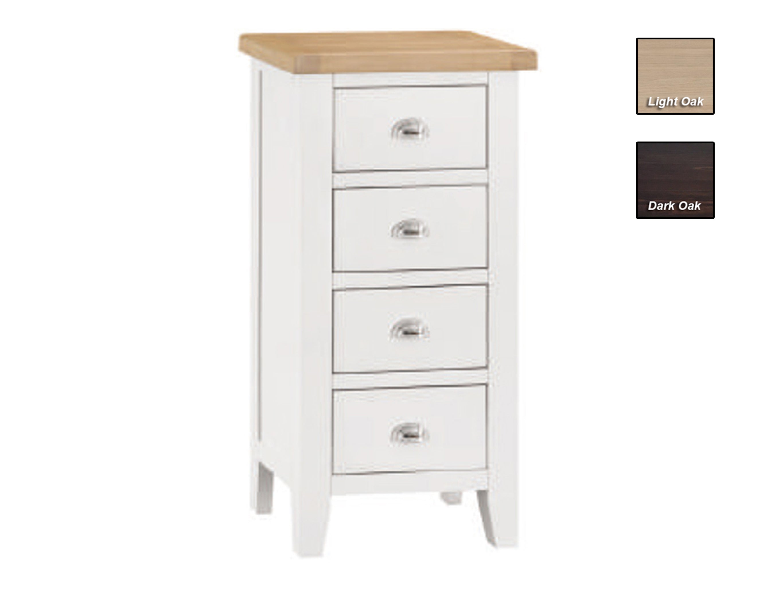 SPENCER (TT-4DC-W) 4 DRAWER CHEST - BRIGHT WHITE  / LIGHT OAK OR DARK OAK (2 TONE)