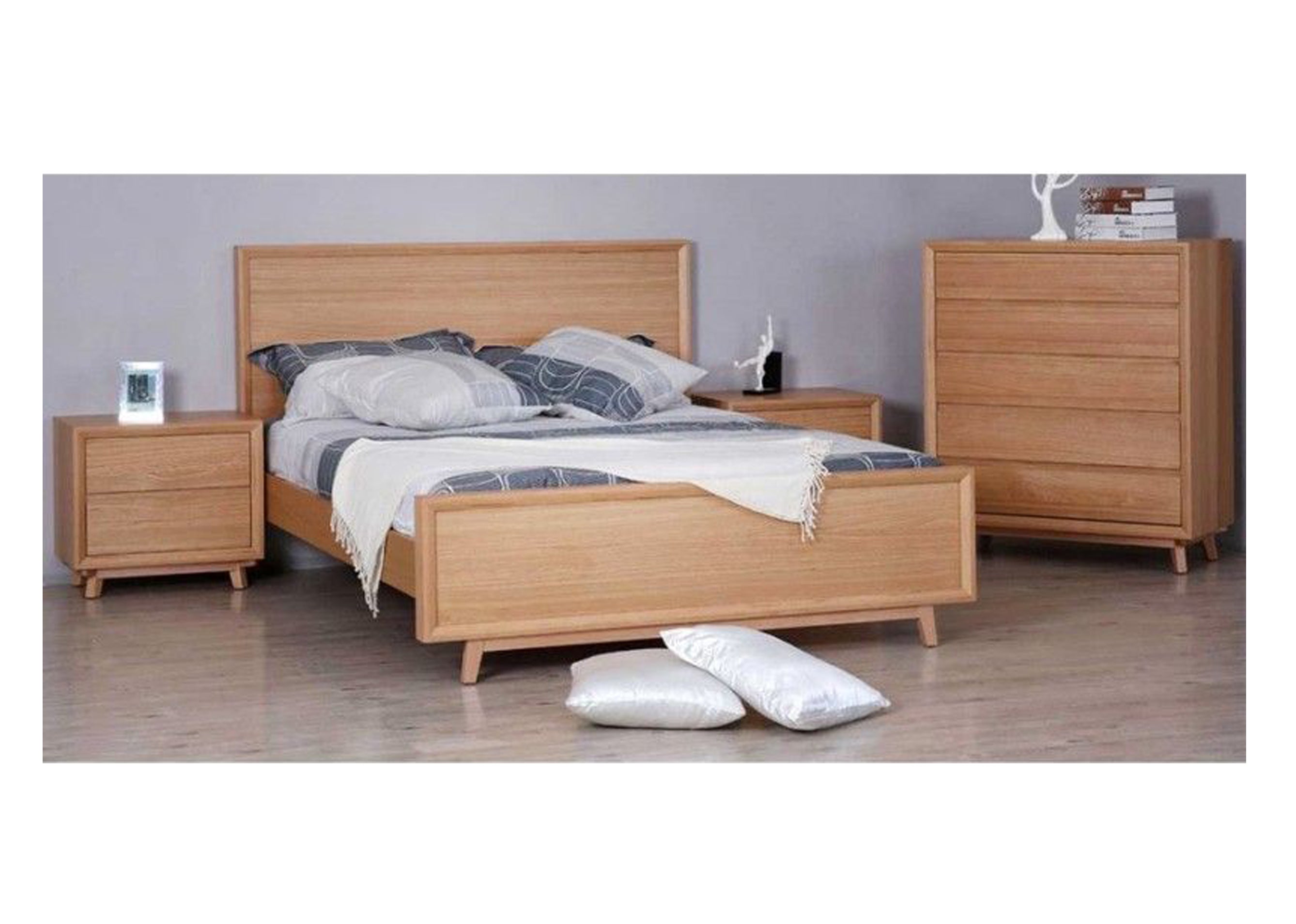 SPRINGWOOD  2 DRAWER BEDSIDE TABLE - OAK WHITE