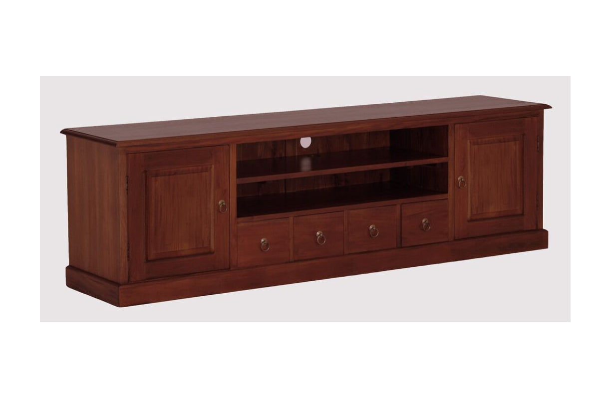 TASMANIA 2 DOOR 4 DRAWER ENTERTAINMENT UNIT (SB 204 PN) -  600(H) x 2000(W) -  MAHOGANY