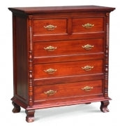 JEPARA 5 DRAWER TALLBOY ( TB 005 CV PL)  -1200(H) X  1100(W) - MAHOGANY