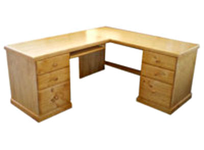 MUDGEE (D10) CORNER OFFICE TABLE + 6 DRAWERS (AUSSIE MADE) - 1800(W)/1600(W) x 600(D) -  ASSORTED STAINED COLOURS