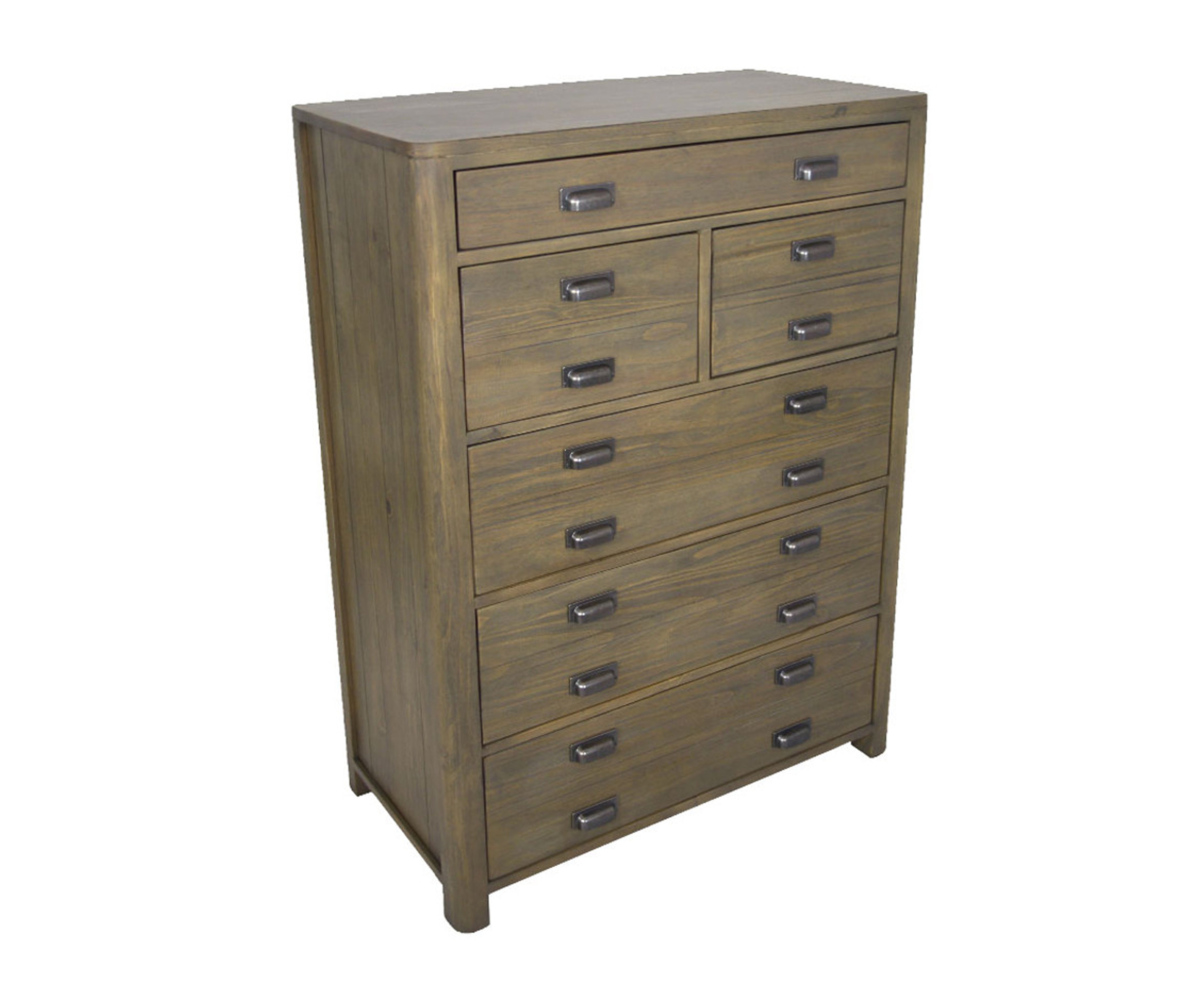 TERRENCE 6 DRAWER TALLBOY CHEST - WASHED OAK