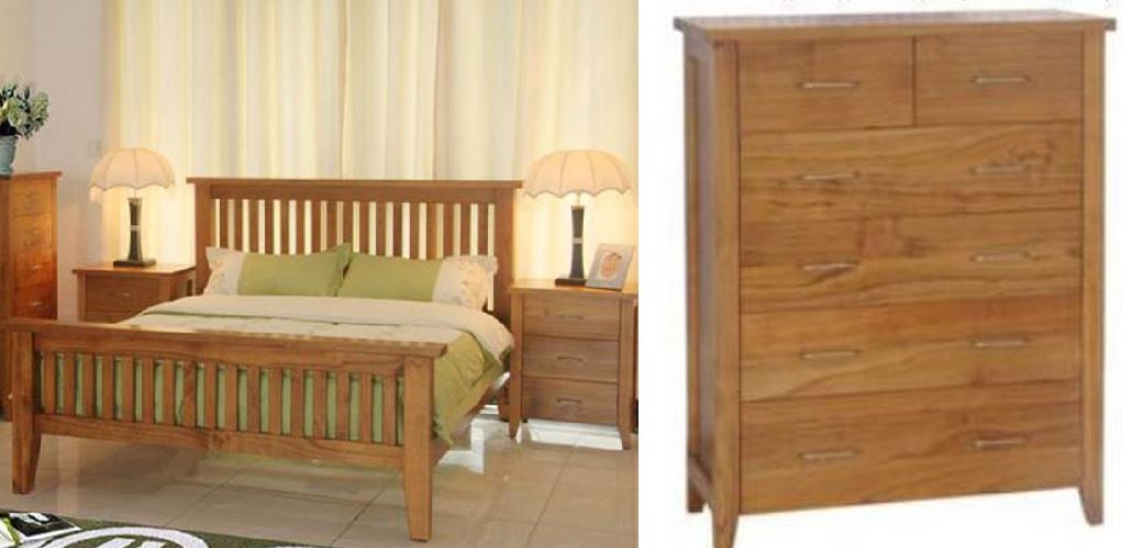 DAKOTA DOUBLE OR QUEEN  4 PIECE  TALLBOY  BEDROOM SUITE - WITH 6 DRAWER TALLBOY ( MODEL - 4-5-22-15-14-16-15-18-19) - CHESTNUT OR WALNUT