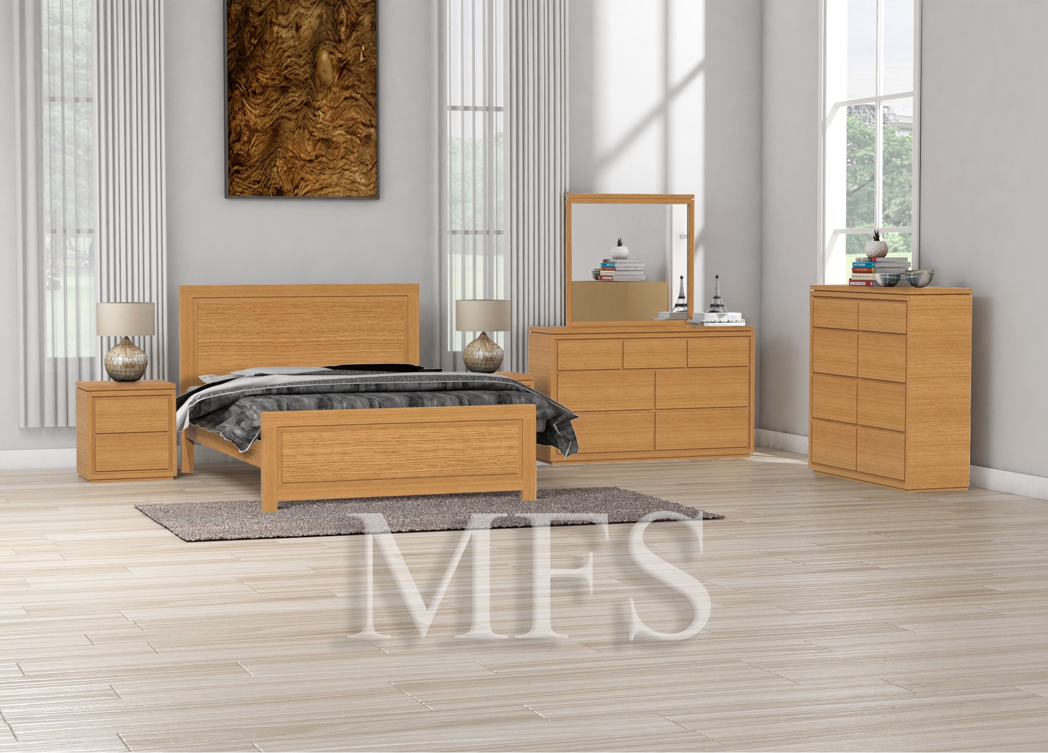 KING SINGLE JACKIE (AUSSIE MADE) TIMBER BED - TASSIE OAK COMBINATION - ASSORTED COLOURS