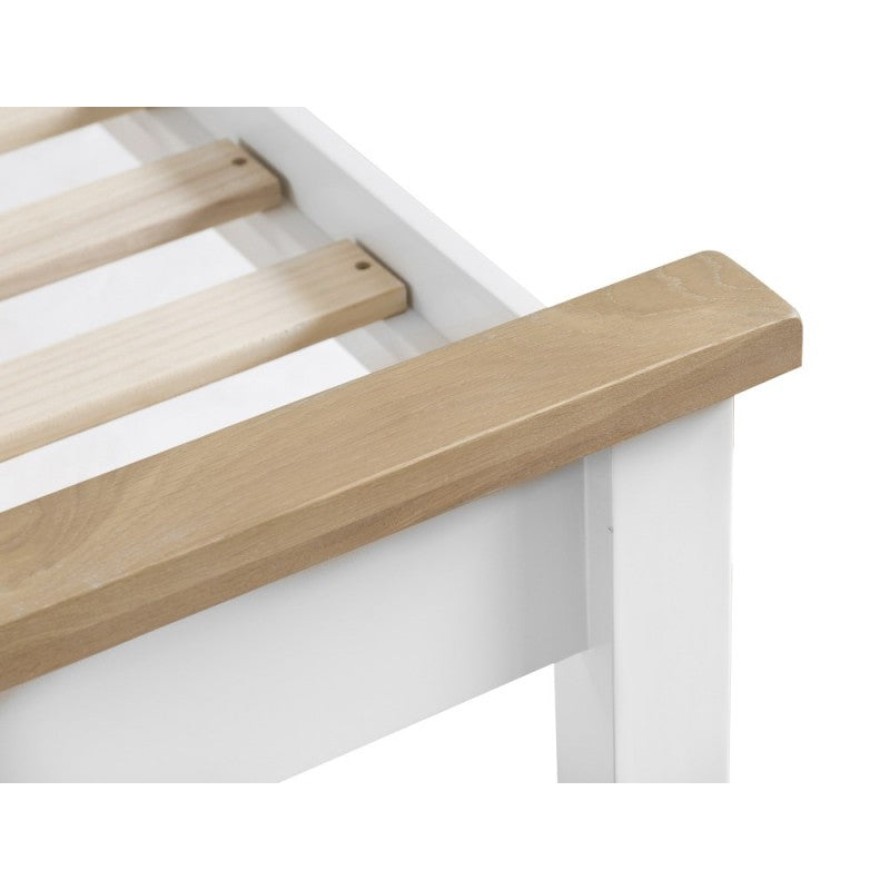 SINGLE SPENCER (TT-30-W) BED FRAME ONLY - BRIGHT WHITE  / LIGHT OAK (2 TONE)