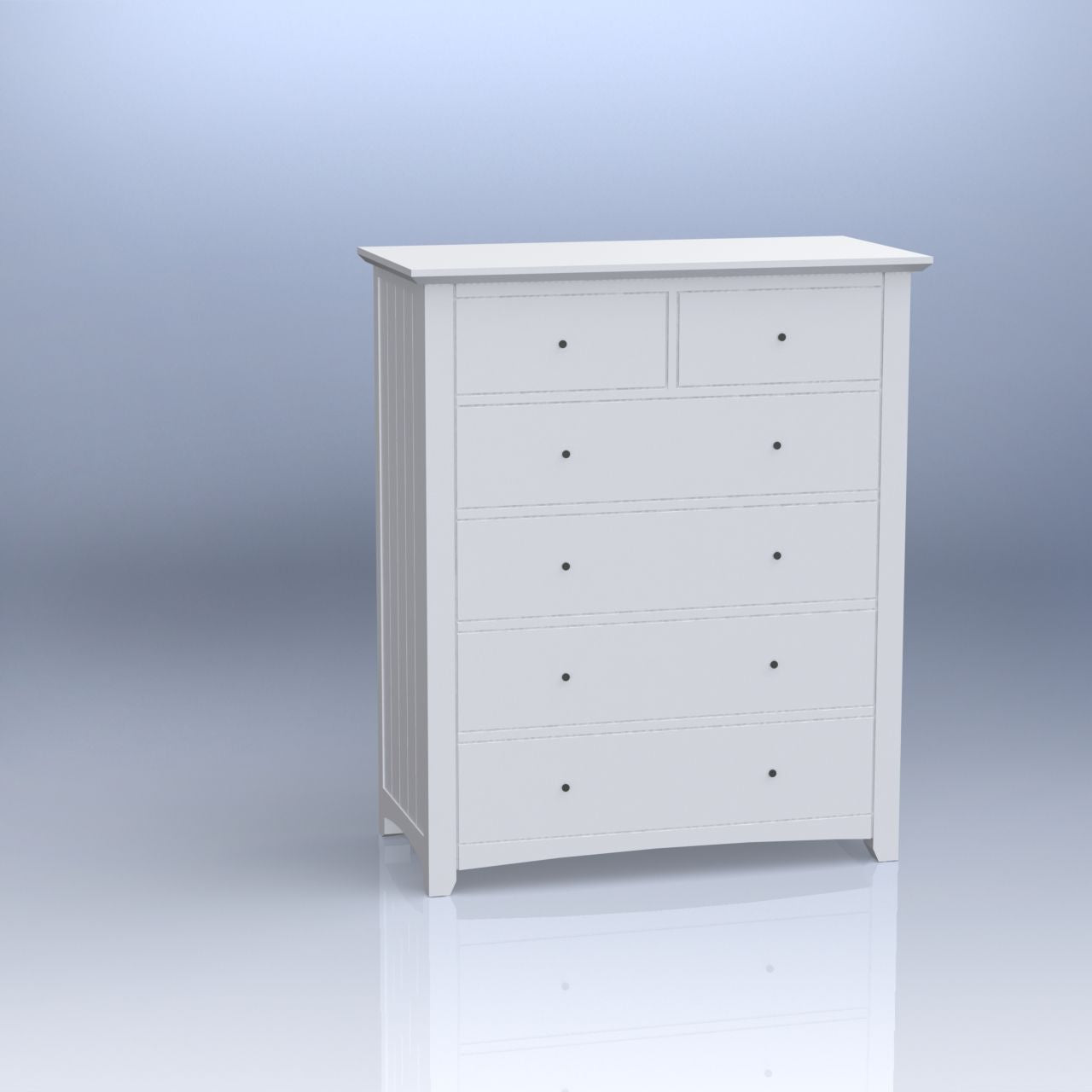 ANDREIA (CUSTOM MADE) 6 DRAWER TOP SPLIT TALLBOY - 1120(H) x 950(W) x 430(D) - ASSORTED COLOURS
