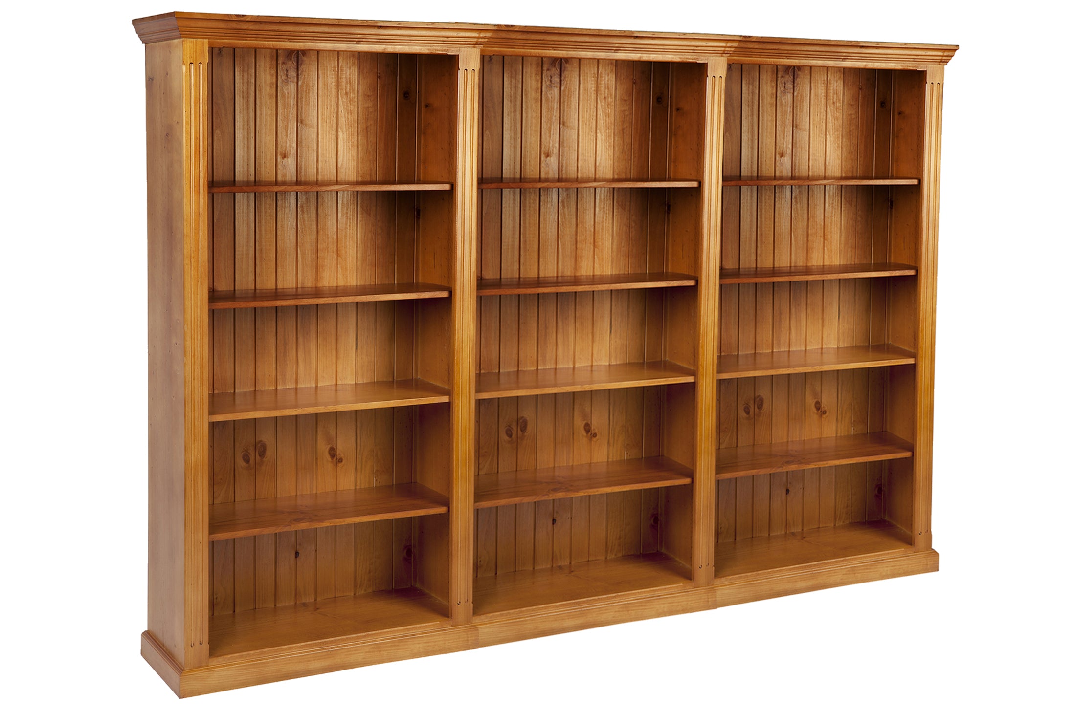 FEDERATION (AUSSIE MADE) BOOKCASE  - 2100(H) x 3600(W) (3 SECTIONS) PIGEON PAIRED - ASSORTED COLOURS