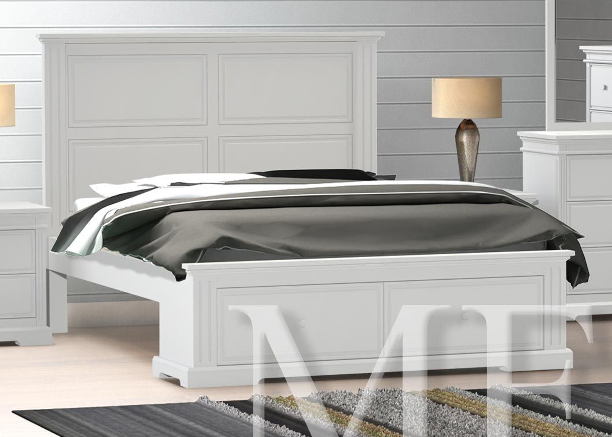 KING SINGLE TUDOR (CUSTOM MADE) BED WITH 2 UNDERBED STORAGE DRAWERS  - ASSORTED COLOURS