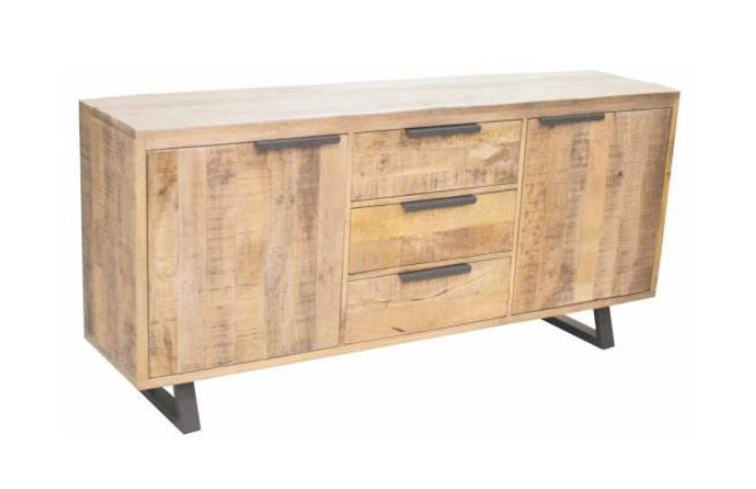 UNIQ ( UL-006) 3 DRAWER 2 DOOR SOLID TIMBER SIDEBOARD BUFFET  WITH  METAL LEGS - 800(H) X 1700(W)    - NATURAL