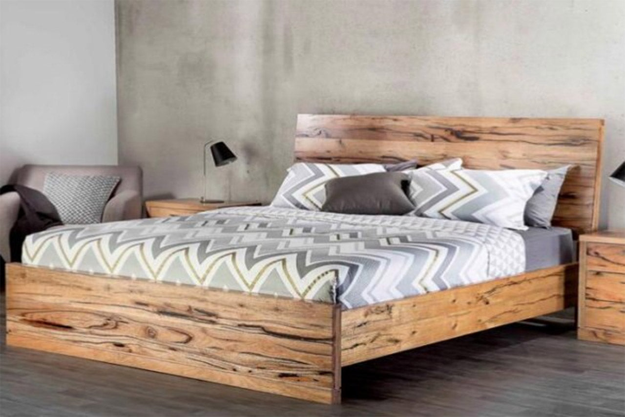 QUEEN ATLANTA HARDWOOD PANEL BED - (MODEL-1-12-9-14-7-1) - AS PICTURED 