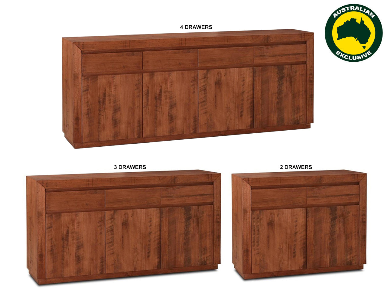 URBAN (AUSSIE MADE) BUFFET WITH FLOATING BASE COLLECTION - TASSIE OAK COMBINATION - ASSORTED STAINED COLOURS - STARTING FROM $899