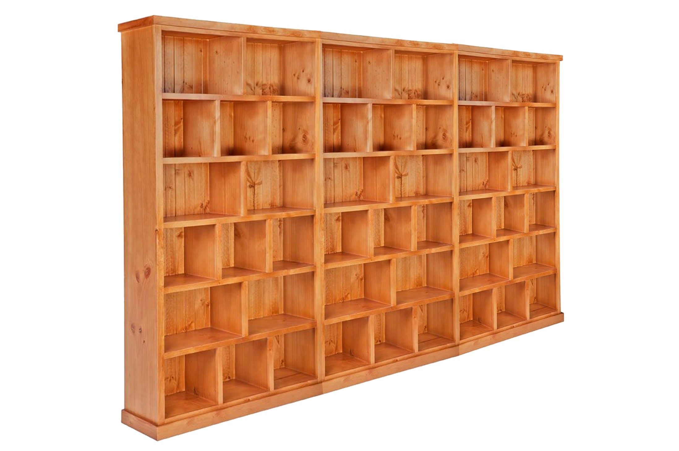 URBAN (AUSSIE MADE) FLAT TOP STAGGERED BOOKCASE - 2100(H) x 3600(W) - (3 SECTIONS) PIGEON PAIRED - ASSORTED COLOURS
