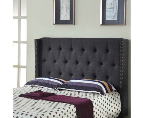 CLOVER QUEEN FABRIC HEADBOARD - CHARCOAL