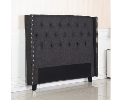 CLOVER QUEEN FABRIC HEADBOARD - CHARCOAL