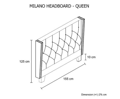 CLOVER QUEEN FABRIC HEADBOARD - CHARCOAL