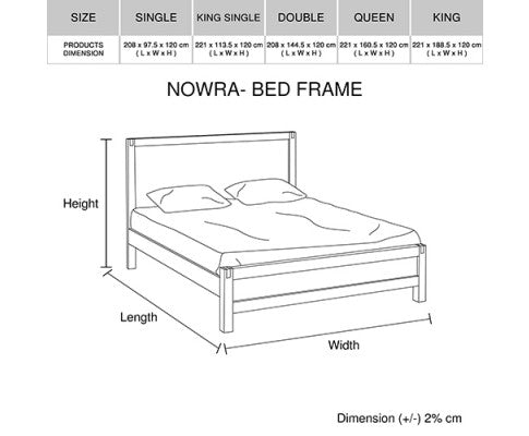DOUBLE NOWRA ACACIA BED FRAME - CHOCOLATE