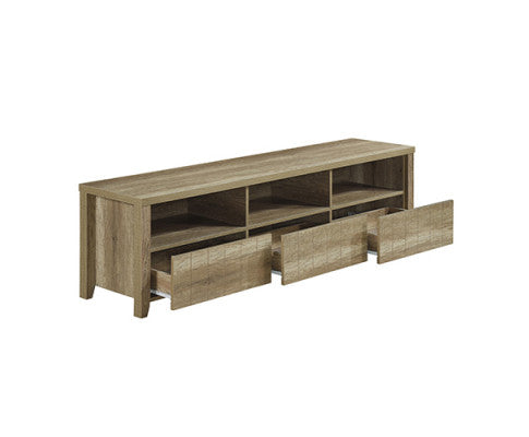 ALVARRO 3 SHELVES/ 2 DRAWER TV ENTERTAINMENT UNIT - OAK
