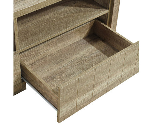 ALVARRO 3 SHELVES/ 2 DRAWER TV ENTERTAINMENT UNIT - OAK