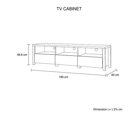 ALVARRO 3 SHELVES/ 2 DRAWER TV ENTERTAINMENT UNIT - OAK