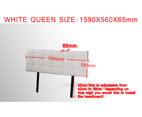 SWARZ (V63-768265)  QUEEN  DELUXE  LEATHERETTE HEADBOARD BEDHEAD - WHITE