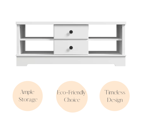 PERNILLE 4 SHELVES/ 2 DRAWER COFFEE TABLE - WHITE