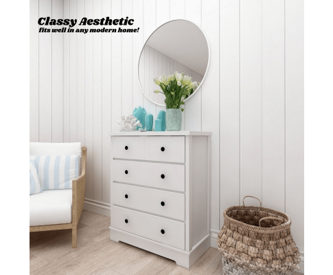 PERNILLE 5 DRAWER TALLBOY - WHITE