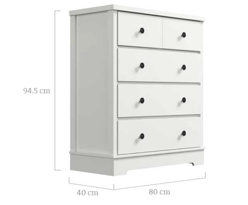 PERNILLE 5 DRAWER TALLBOY - WHITE
