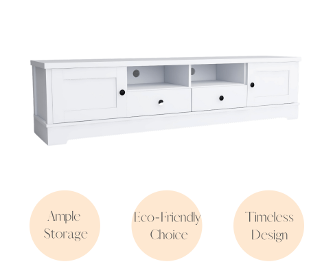 PERNILLE 2 SHELVES/ 4 DRAWER TV ENTERTAINMENT UNIT - WHITE
