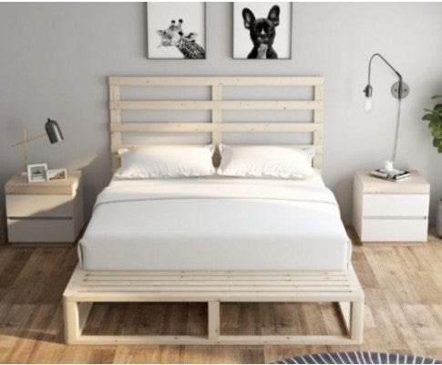 KING SINGLE MAUDE WOODEN BED FRAME - NATURAL