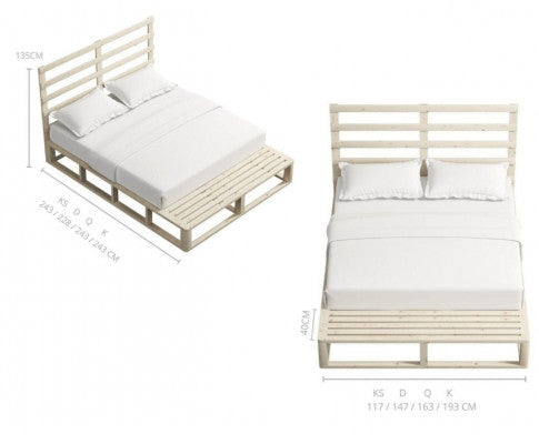 KING SINGLE MAUDE WOODEN BED FRAME - NATURAL
