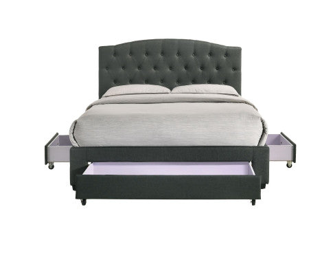 KING BRANTLEY FABRIC BED WITH UNDERBED STORAGE DRAWERS - CHARCOAL