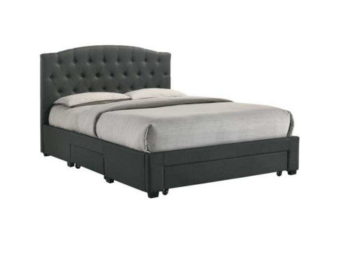 KING BRANTLEY FABRIC BED WITH UNDERBED STORAGE DRAWERS - CHARCOAL