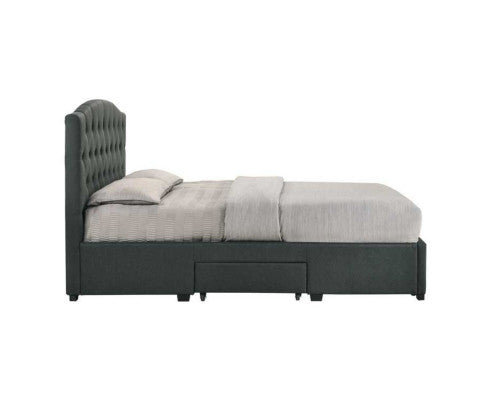 KING BRANTLEY FABRIC BED WITH UNDERBED STORAGE DRAWERS - CHARCOAL