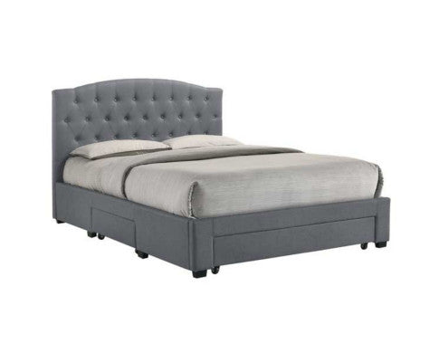KING BRANTLEY FABRIC BED WITH UNDERBED STORAGE DRAWERS - LIGHT GREY