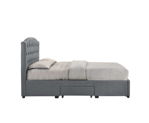KING BRANTLEY FABRIC BED WITH UNDERBED STORAGE DRAWERS - LIGHT GREY