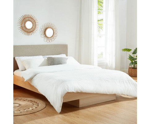 KING VIVICA FLOATING BED FRAME WITH PADDED HEADBOARD - NATURAL OAK