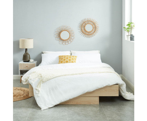 DOUBLE VIVICA FLOATING BED BASE FRAME - NATURAL OAK