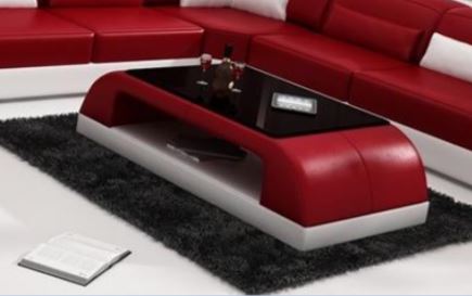 PAULINA  COFFEE TABLE (VC42B) -  LEATHERETTE + TEMPERED GLASS -1200(W) x 700(D) -  ASSORTED COLOURS