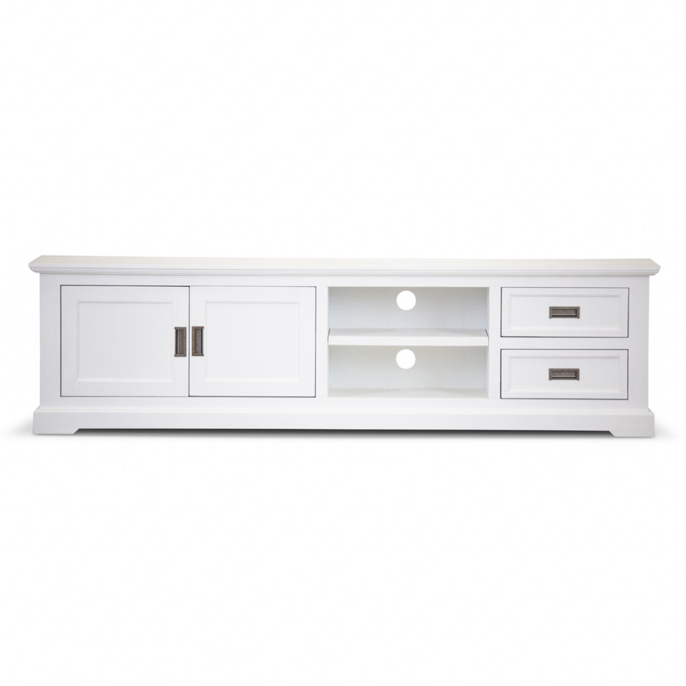 COASTAL TV UNIT - 2 DOOR / 2 DRAWERS / 2 NICHE - 2200(L) x 450(W) - BRUSHED