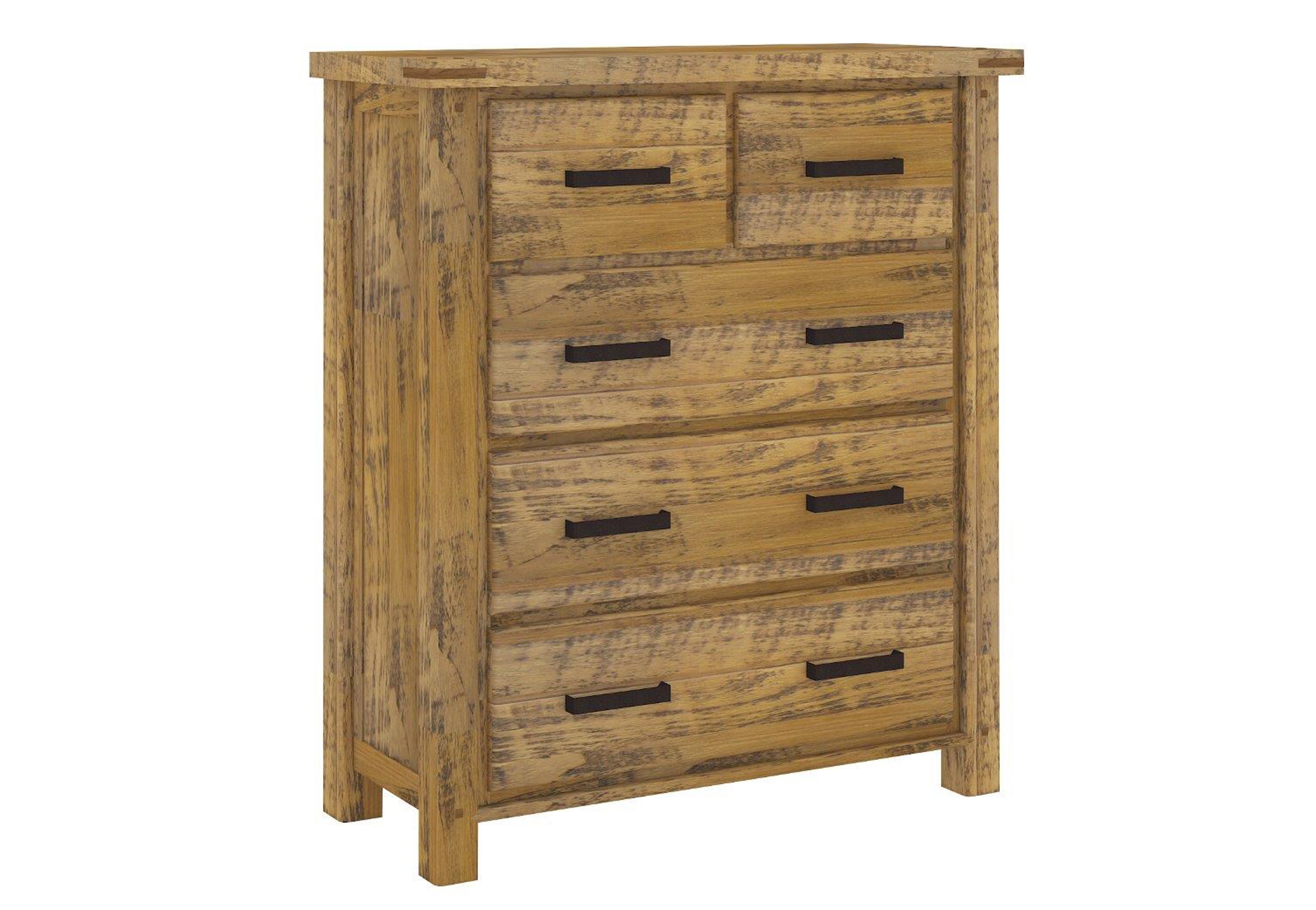 HOUSTON KING 6 PIECE (THE LOT) BEDROOM SUITE WITH 2 UNDER BED DRAWERS - RUSTIC OAK