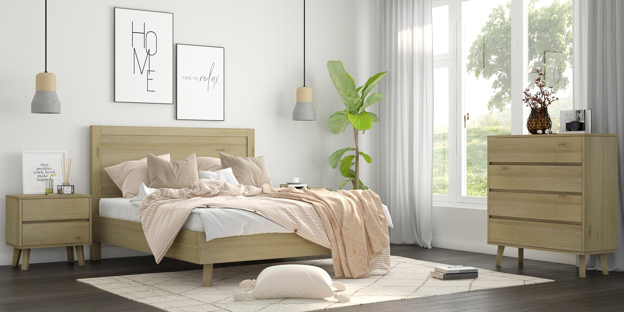 WENTWORTH KING 4 PIECE (TALLBOY) BEDROOM SUITE - BRUSHED SMOKE