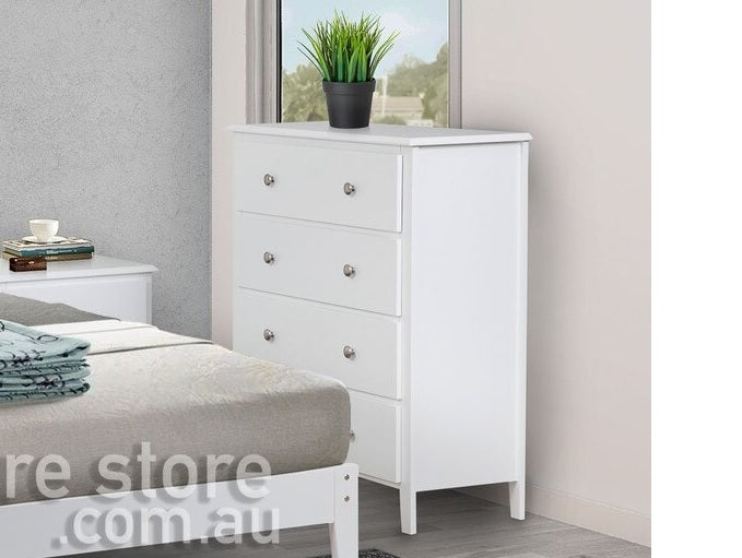 ARIANNE (AUSSIE MADE) 4 DRAWER TALLBOY - 1020(H) x 800(W) - ASSORTED COLOURS