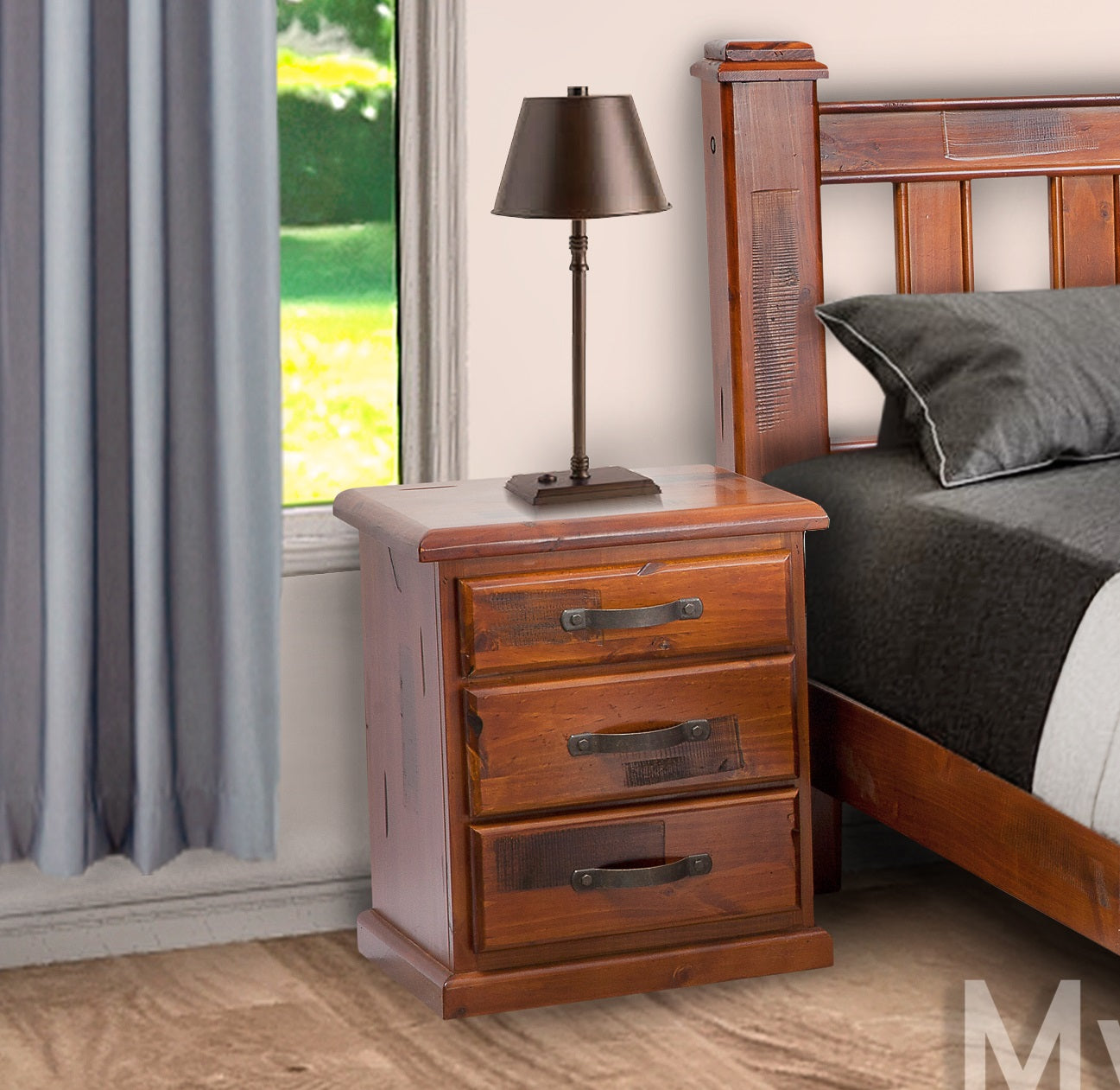 JAMAICA (VJM‐002) 3 DRAWER BEDSIDE TABLE - BLACKWOOD