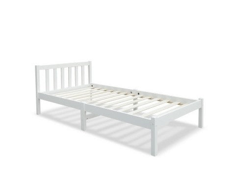 SINGLE CARTER TIMBER BED - WHITE 