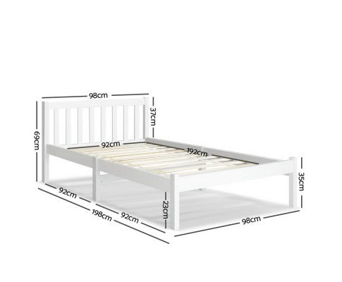 SINGLE CARTER TIMBER BED - WHITE 