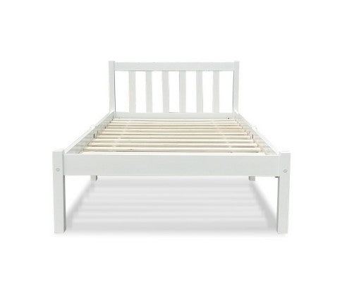 SINGLE CARTER TIMBER BED - WHITE 