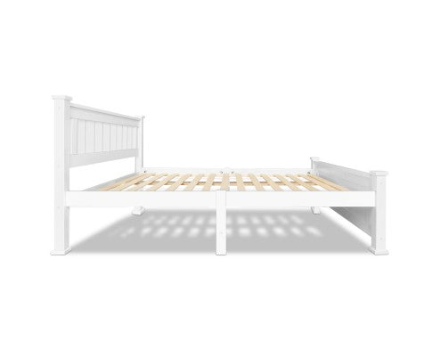 KING SINGLE TANNY TIMBER BED FRAME - WHITE 
