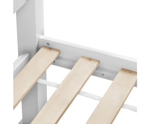 KING SINGLE TANNY TIMBER BED FRAME - WHITE 