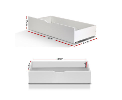 ARTISSA (SET OF 2) STORAGE TRUNDLE DRAWERS - WHITE